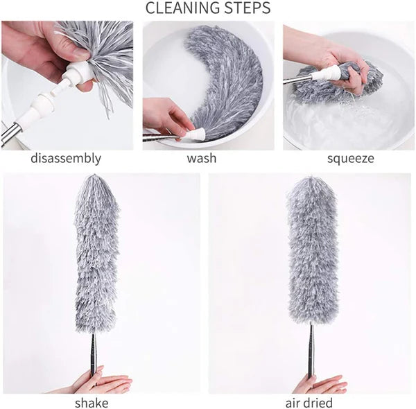 Extendable Stainless Steel Microfiber Duster with Long Handle